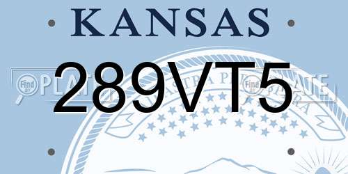 289VT5 Kansas License Plate