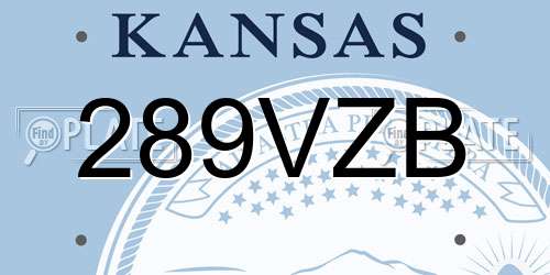289VZB Kansas License Plate