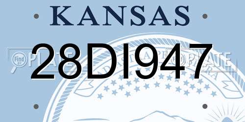 28DI947 Kansas License Plate