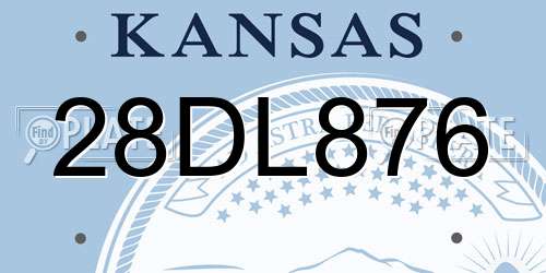 28DL876 Kansas License Plate
