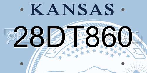 28DT860 Kansas License Plate