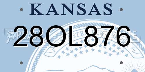 28OL876 Kansas License Plate