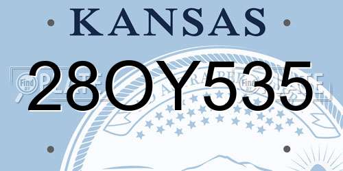 28OY535 Kansas License Plate