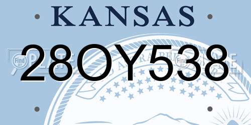 28OY538 Kansas License Plate