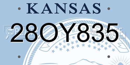 28OY835 Kansas License Plate