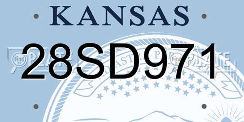 28SD971 Kansas License Plate