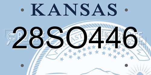 28SO446 Kansas License Plate