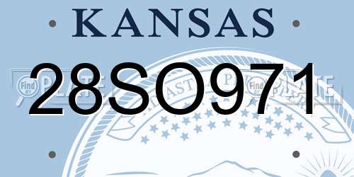 28SO971 Kansas License Plate