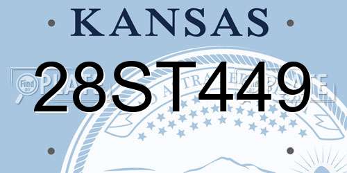 28ST449 Kansas License Plate