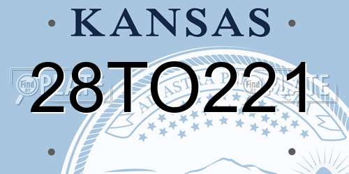 28TO221 Kansas License Plate