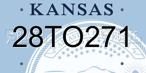 28TO271 Kansas License Plate