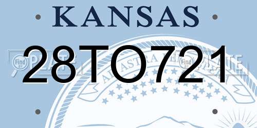 28TO721 Kansas License Plate