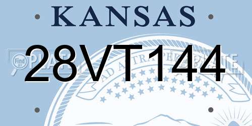 28VT144 Kansas License Plate