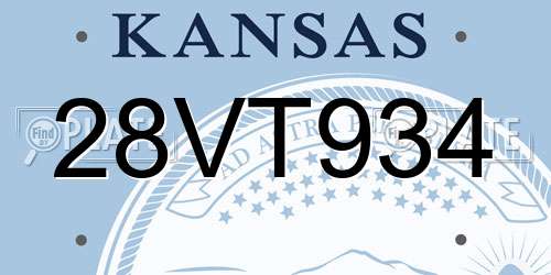 28VT934 Kansas License Plate