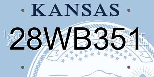 28WB351 Kansas License Plate