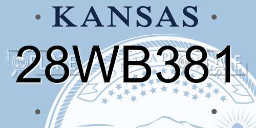 28WB381 Kansas License Plate