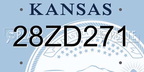 28ZD271 Kansas License Plate