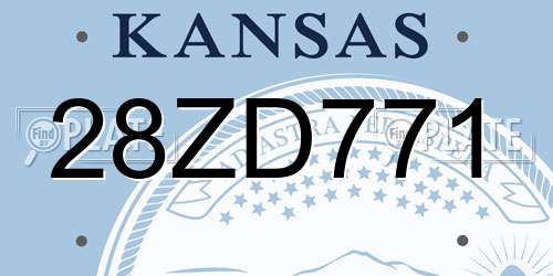 28ZD771 Kansas License Plate