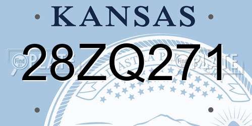 28ZQ271 Kansas License Plate