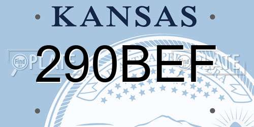 290BEF Kansas License Plate