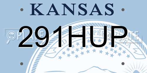 291HUP Kansas License Plate