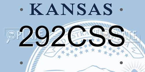 292CSS Kansas License Plate