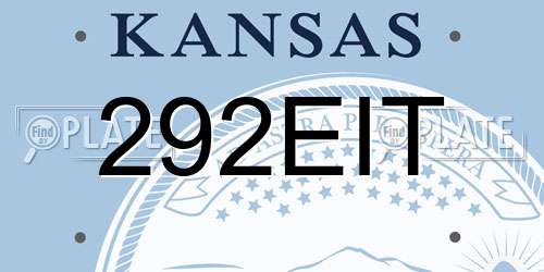 292EIT Kansas License Plate