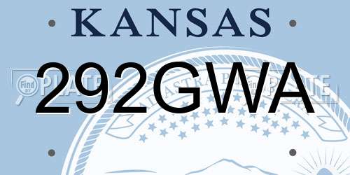 292GWA Kansas License Plate
