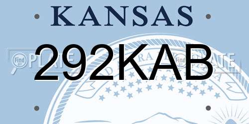 292KAB Kansas License Plate