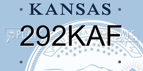 292KAF Kansas License Plate