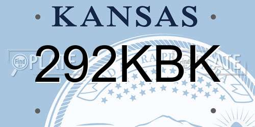 292KBK Kansas License Plate