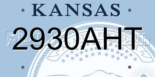2930AHT Kansas License Plate