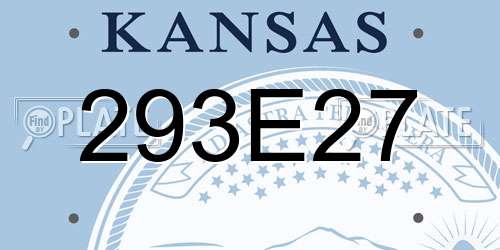 293E27 Kansas License Plate