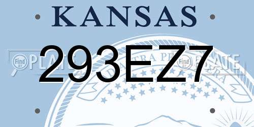 293EZ7 Kansas License Plate