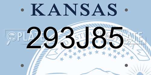 293J85 Kansas License Plate