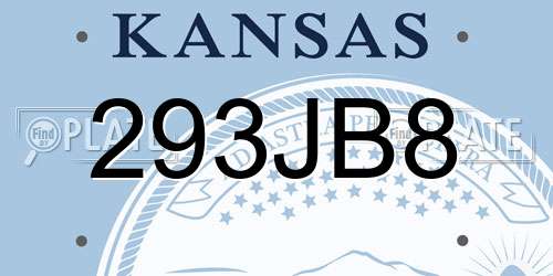 293JB8 Kansas License Plate