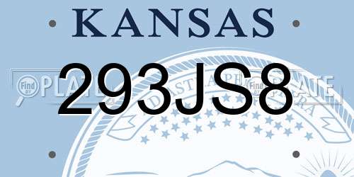 293JS8 Kansas License Plate