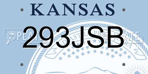293JSB Kansas License Plate