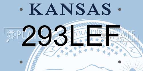 293LEF Kansas License Plate