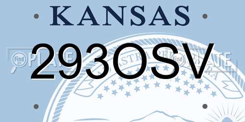 293OSV Kansas License Plate