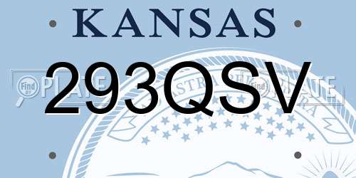 293QSV Kansas License Plate