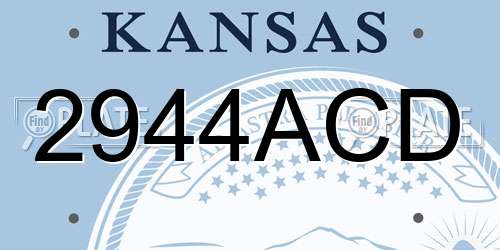 2944ACD Kansas License Plate