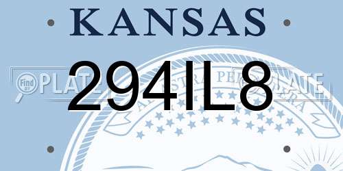 294IL8 Kansas License Plate