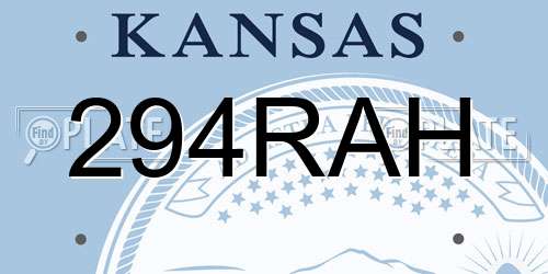 294RAH Kansas License Plate