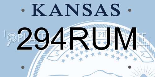 294RUM Kansas License Plate