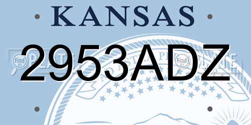 2953ADZ Kansas License Plate