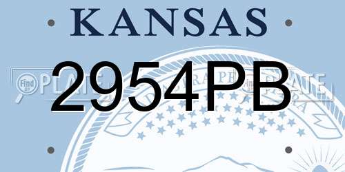 2954PB Kansas License Plate