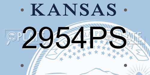 2954PS Kansas License Plate