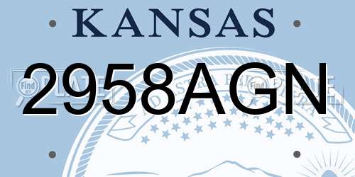 2958AGN Kansas License Plate