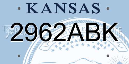 2962ABK Kansas License Plate